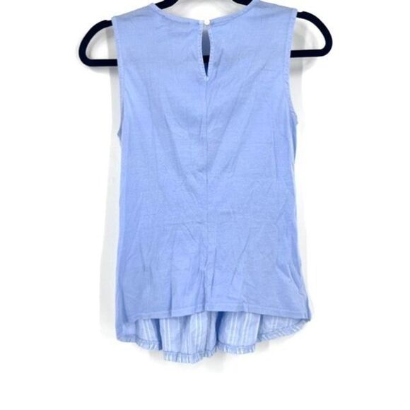 J. Crew Women's Striped Sleeveless Top Blouse Chambray Peplum Blue Size XXS - Picture 2 of 9